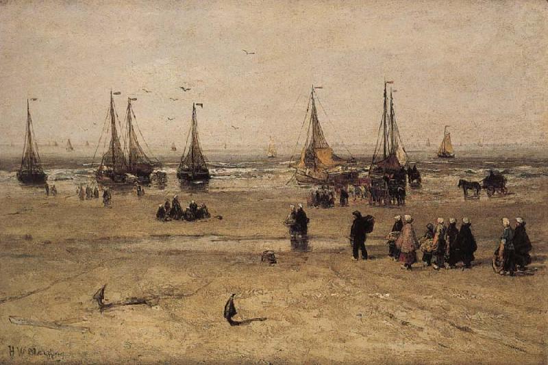 Hendrik Willem Mesdag Flat-bottomed Fishing Pinks and Fisherfolk at Scheveningen china oil painting image